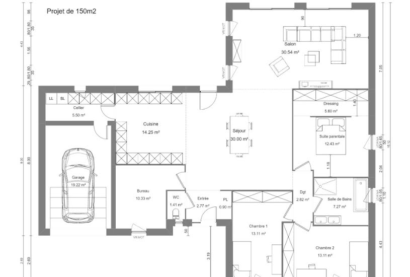  Vente Terrain + Maison - Terrain : 2 000m² - Maison : 150m² à Fontaine-au-Pire (59157) 