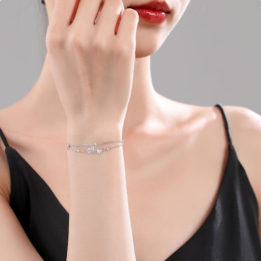 Title 5, Butterfly Double-layer Bracelet Womens Fashion...