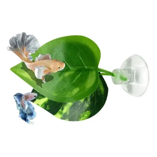 1Pc Artificial Aquarium Leaf Plants Decoration Betta Fish Rest Spawning Ornamental Plant Betta Fish Play Relax Hide Leaf