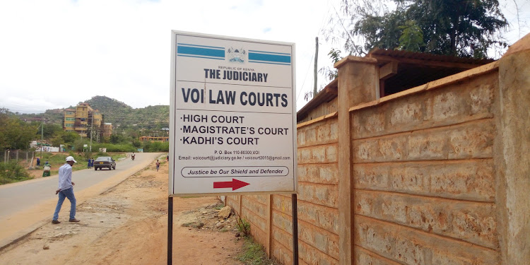 The Voi law court gate. The four pleaded not guilty and the case is slated for mentioning on January 25.