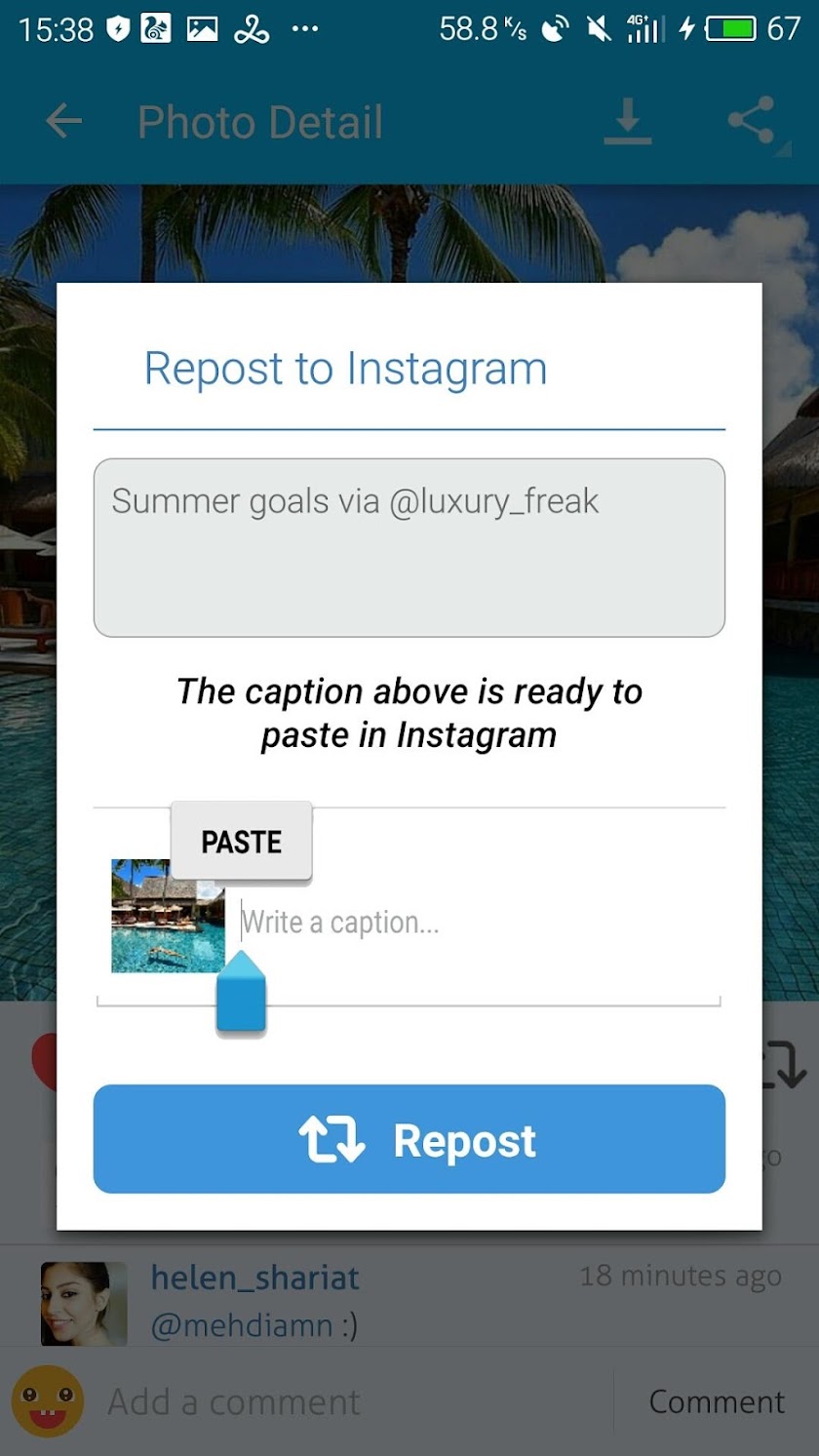 Repost for Instagram Screen 1