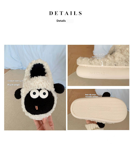 Title 17, Cute Big Eyes Sheep Home Warm Cotton Slippers f...