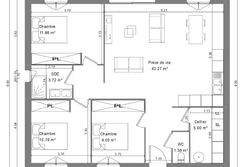  Vente Terrain + Maison - Terrain : 520m² - Maison : 80m² à Villeperdue (37260) 