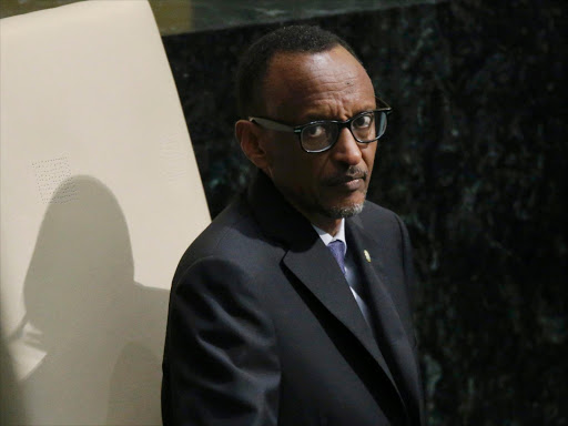 President Paul Kagame of Rwanda waits to address attendees during the 70th session of the United Nations General Assembly at the UNHeadquarters in New York, September 29, 2015