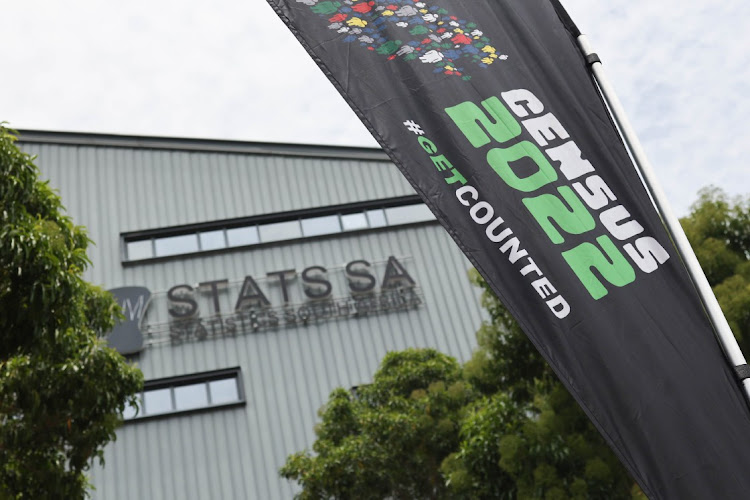 A banner for Census 2022 is pictured at Stats SA's Pretoria offices last year.