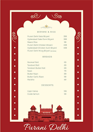 Purani Delhi menu 1