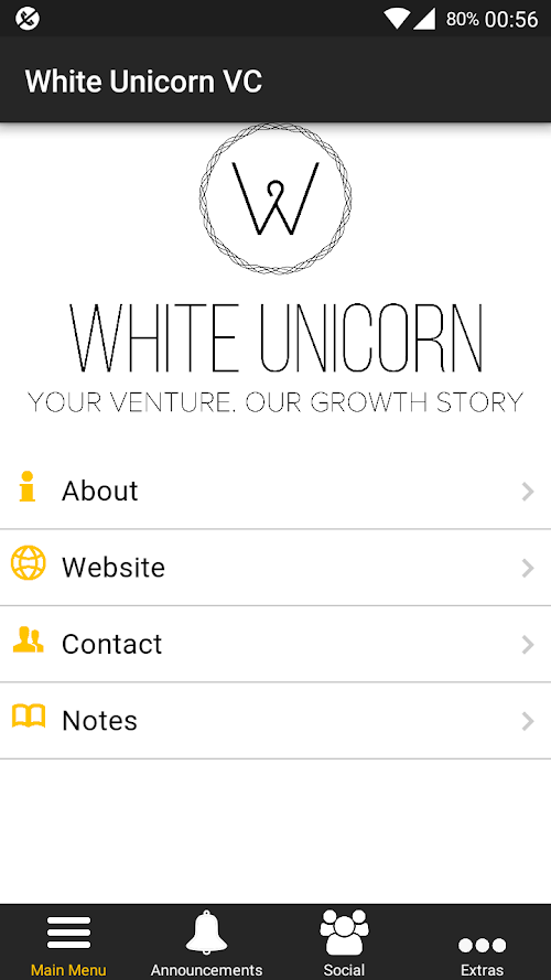 Android application White Unicorn Ventures screenshort