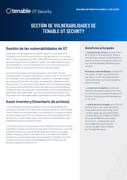 GESTIÓN DE VULNERABILIDADES DE Tenable OT Security