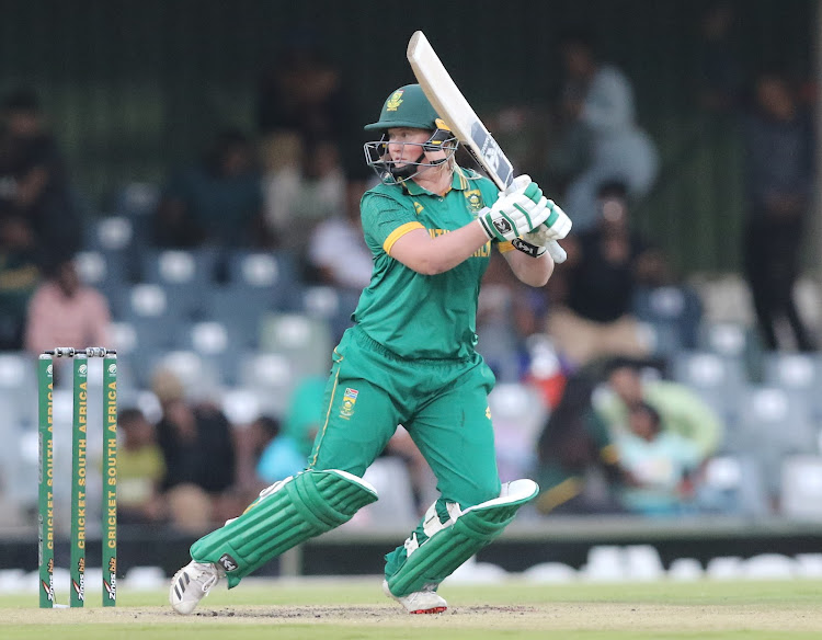 Delmi Tucker of SA during the first women's ODI against Bangladesh on December 16 2023 at Buffalo Park in East London