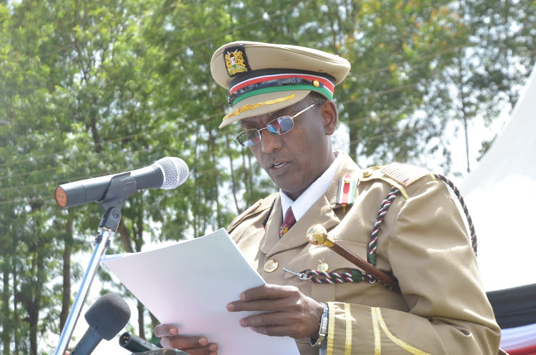 Murang'a County commissioner Mohamed Barre during Mashujaa day celebrations.