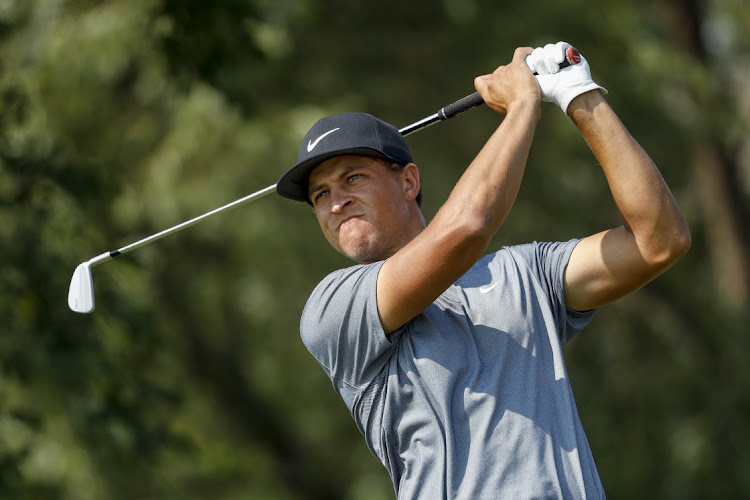 Cameron Champ tees off on the 16th hole during the final round of the 3M Open in Blaine, Minnesota on July 25, 2021