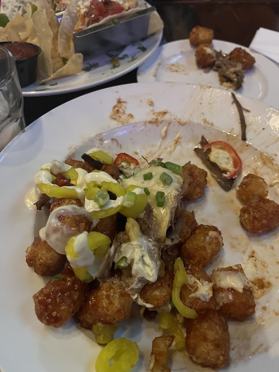 The loaded brisket tots