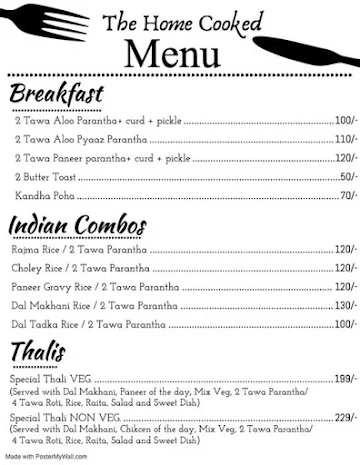 The Home Cooked menu 