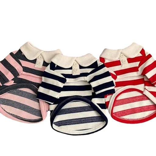 Dog Clothes Schnauzer Teddy York Shire Polo Shirt Summer Dress Striped Pet T-Shirt Dog Costume Soft Pullover Suit for Do