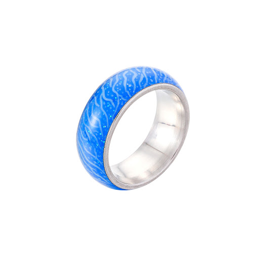Title 6, Glow Cracked Stainless Steel Ring, a unique uni...