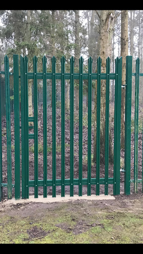Steel security gate powder coated green 