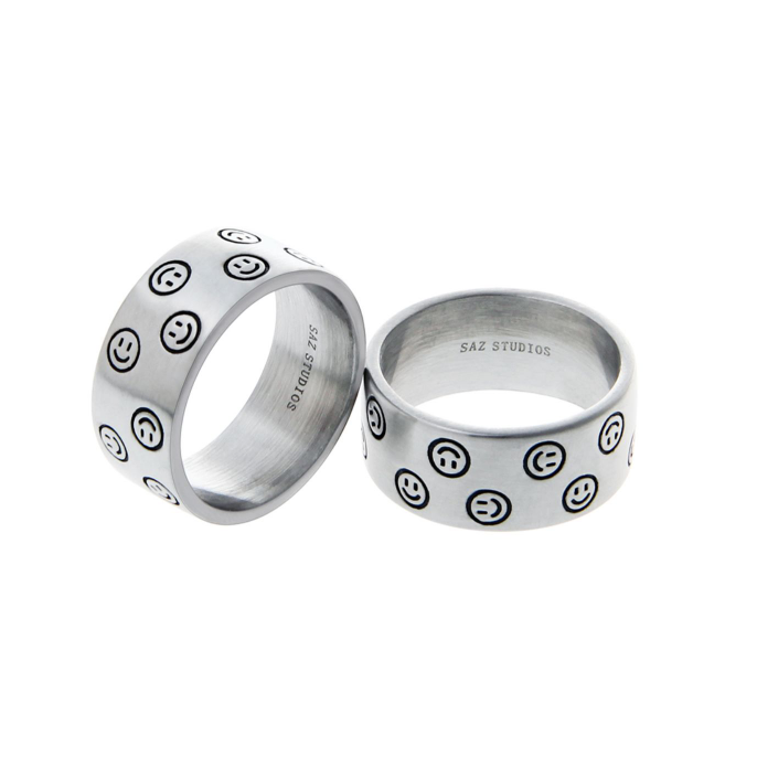 Title 1, Bague Large Rétro avec Impression Expression. A...