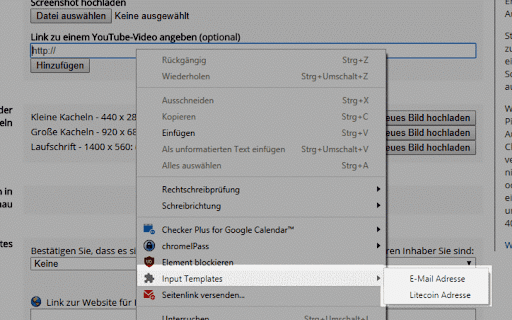 Input Templates for Chrome
