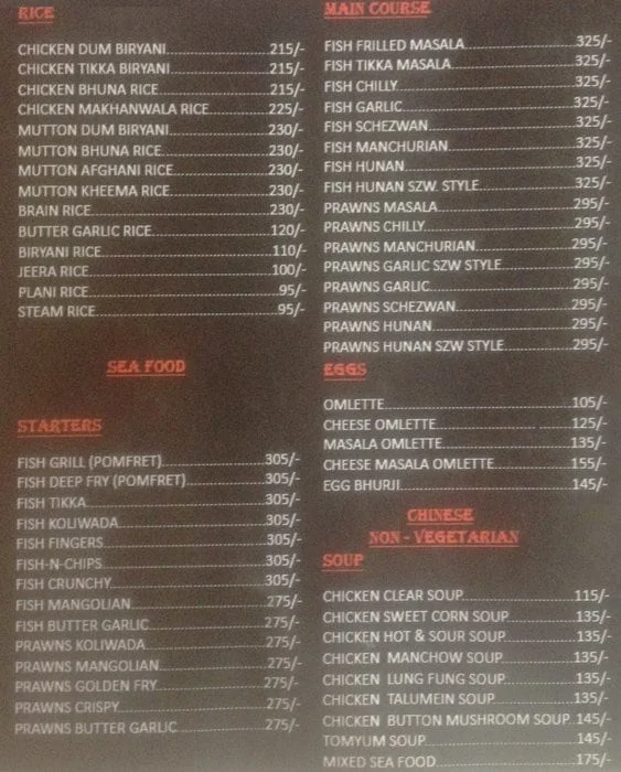 Tavaa menu 