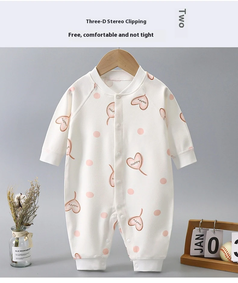 Baby herfst- en lente-overall met lange mouwen, puur katoen. Zachte en comfortabele babykleding voor de overgangsseizoenen.