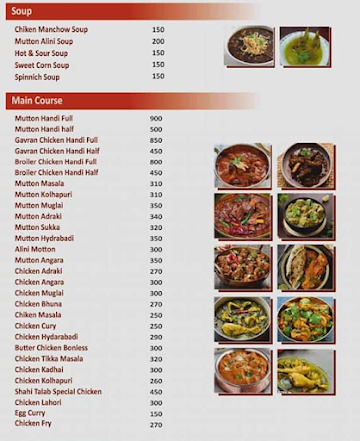 Hotel Shahi Talab menu 