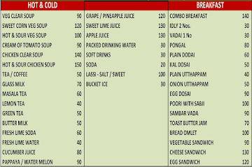 Hotel Nayagara menu 