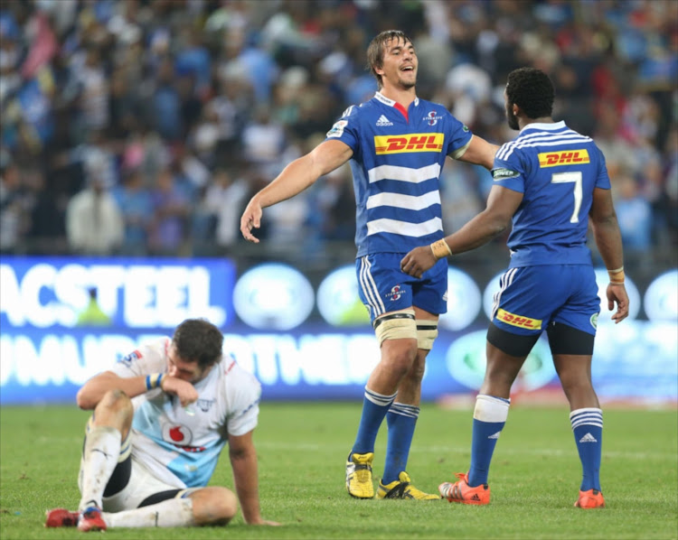 Stormers celebrates during the Super Rugby match between DHL Stormers and Vodacom Bulls at DHL Newlands Stadium.