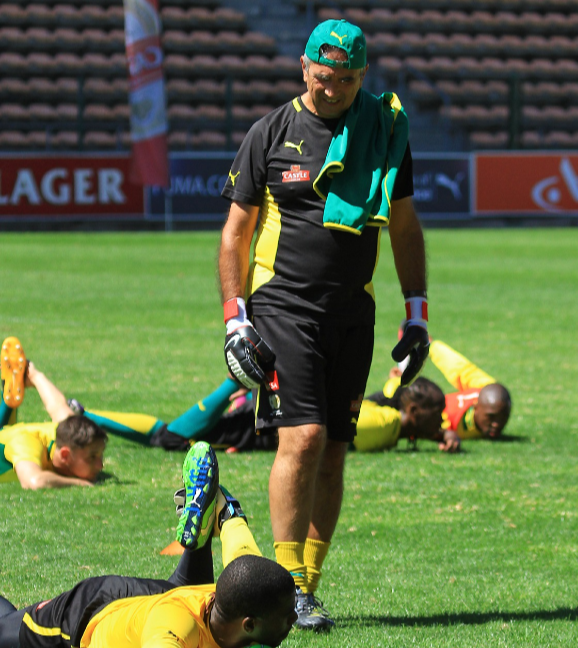 Former Bafana Bafana goalkeeper coach Alex Heredia during the SA national soccer team training session at Athlone Stadium on March 19 2013.