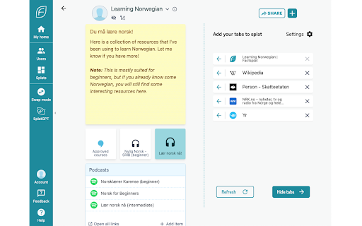 Factsplat Tabs and Bookmarks Manager