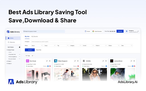 Ad Library - Sauver les publicités Fb, TikTok et Ins