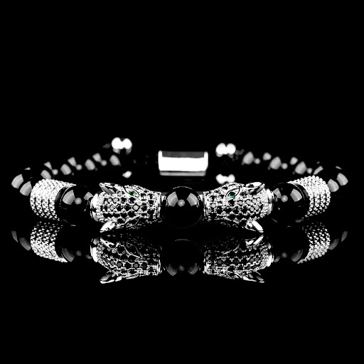 Title 5, Vintage Leopard Head Agate Woven Bracelet, time...