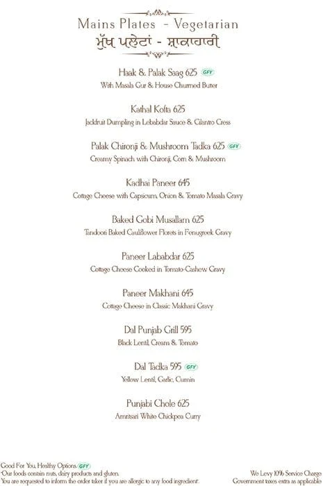 Punjab Grill menu 