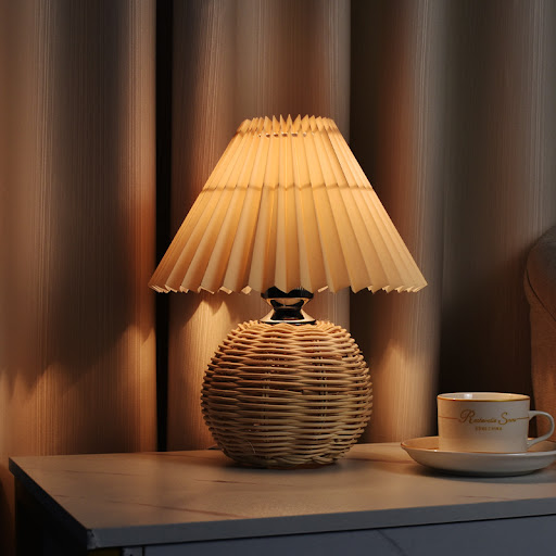 Title 5, Bedside Bed for Sleeping with Pleated Table Lam...