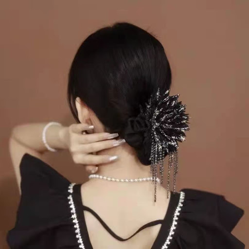 Title 2, Organza High Elasticity Glitter Tassel Hair Rin...