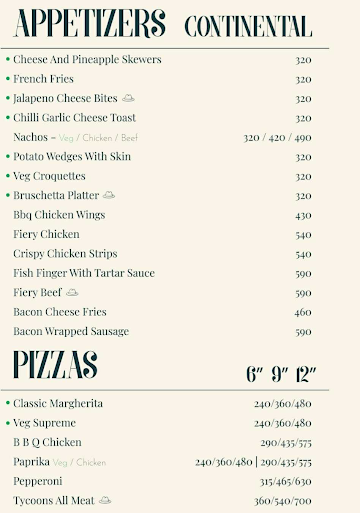 Tycoons menu 