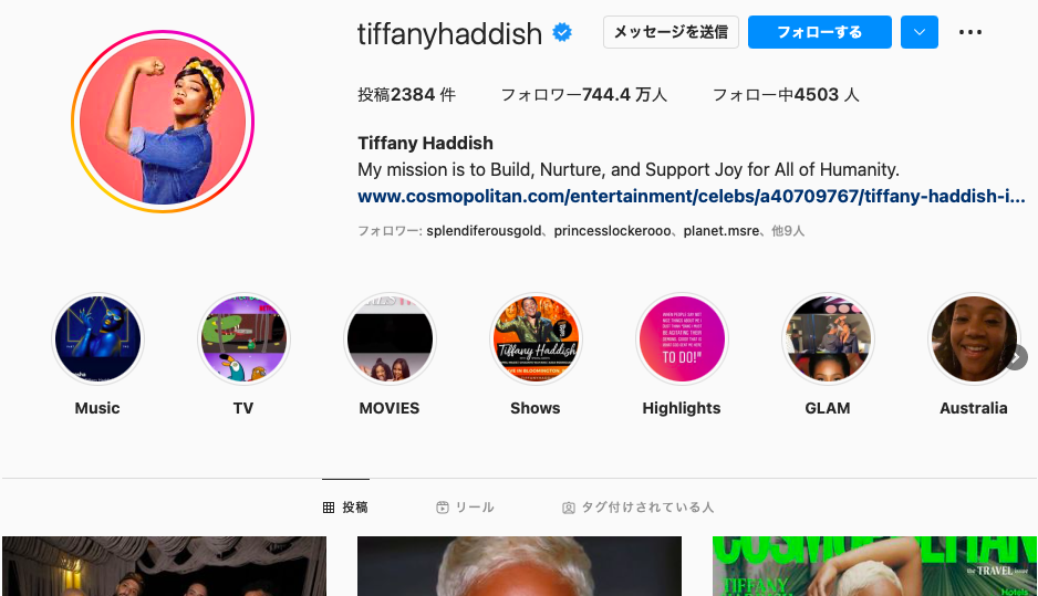 Tifanny Haddish's Instagram account