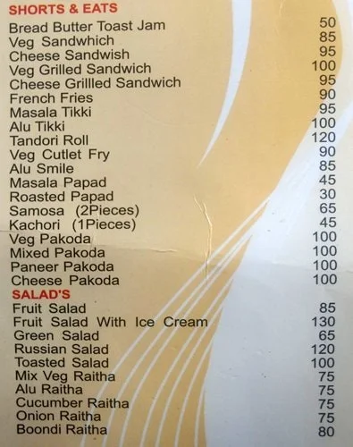 Jai Bhawani menu 