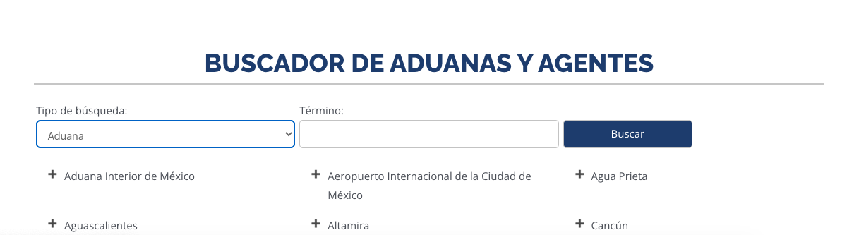 buscador de aduanas