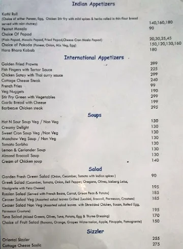 The Village Cafe & Restaurant menu 