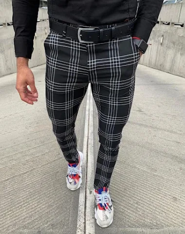Plaid striped slacks - 2