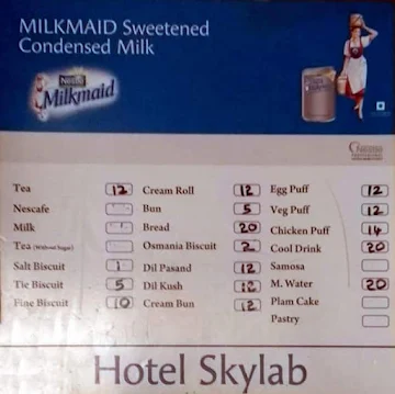 Hotel Sky Lab menu 