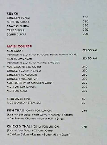 Sindhu Deluxe menu 