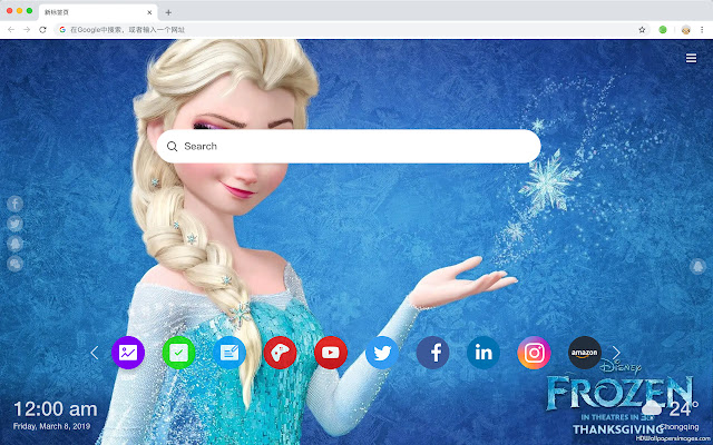 Elsa Pop New Tab Page HD Wallpaper Theme