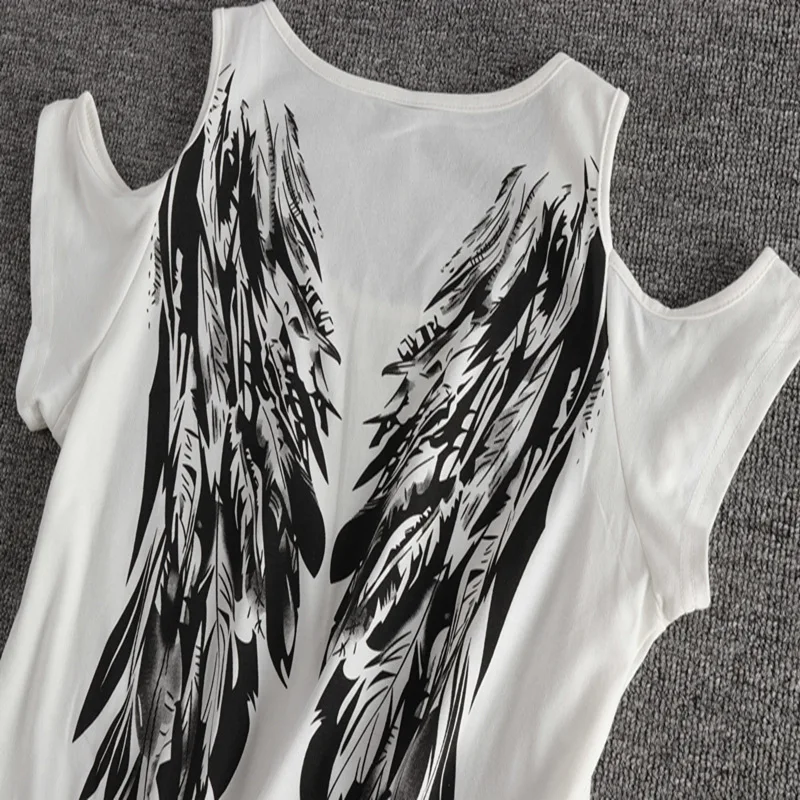 Vleugelprint strapless t-shirt