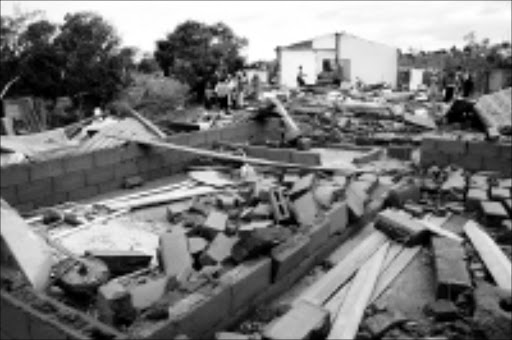 DISASTER: These are some of the houses that were destroyed by the storm that struck KwaMakhutha at the weekend. Circa 29/11/2008. © Sowetan. Pic. Thuli Dlamini.