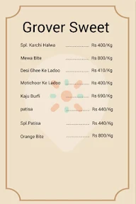 Grover Sweets menu 1