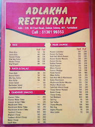 Adlakha Restaurant menu 1