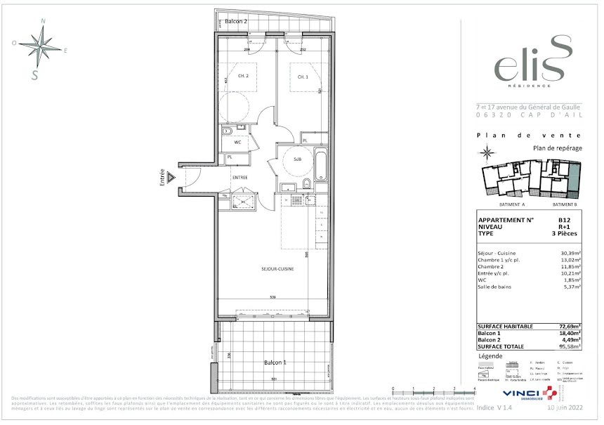 Vente appartement 3 pièces 72.69 m² à Cap-d'Ail (06320), 620 000 €