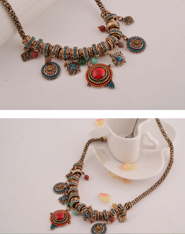 Bohemian tassel retro crystal neckl - 3