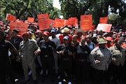 EFF supporters march through the streets of Pretoria as part of the national shutdown. 